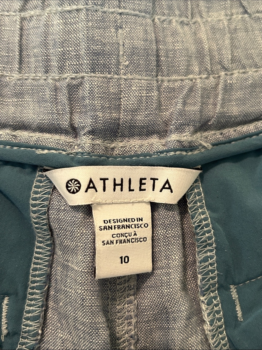 Athleta Light Blue Cabo linen Drawstring Women's Shorts size 10 - Picture 5 of 9